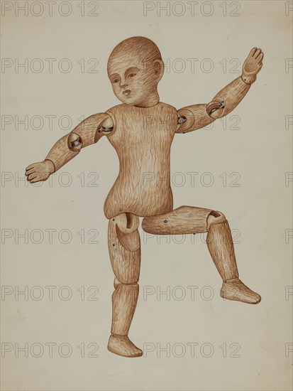 Carved Wood Doll, c. 1937. Creator: Edith Towner.