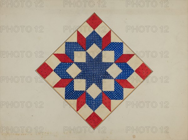 Quilt - "Double Star", c. 1940. Creator: Edith Towner.