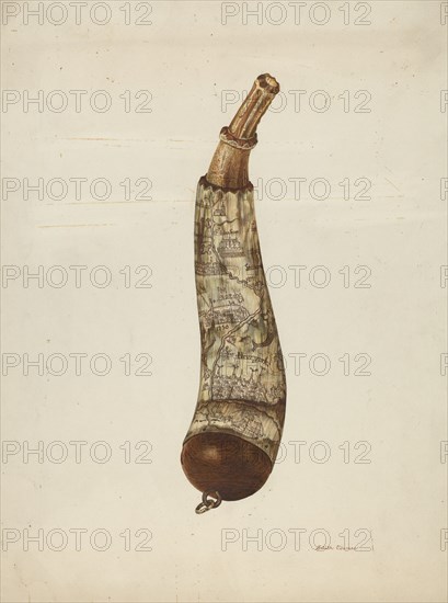 Powder Horn, c. 1940. Creator: Edith Towner.