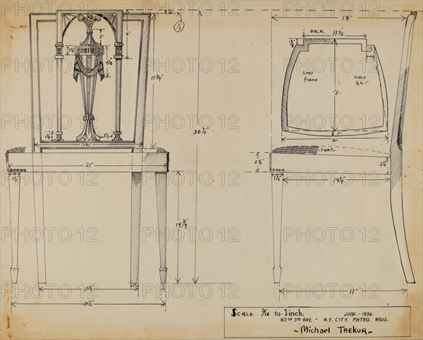 Side Chair, 1936. Creator: Michael Trekur.