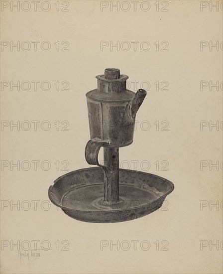 Whale Oil Lamp, c. 1939. Creator: Amelia Tuccio.