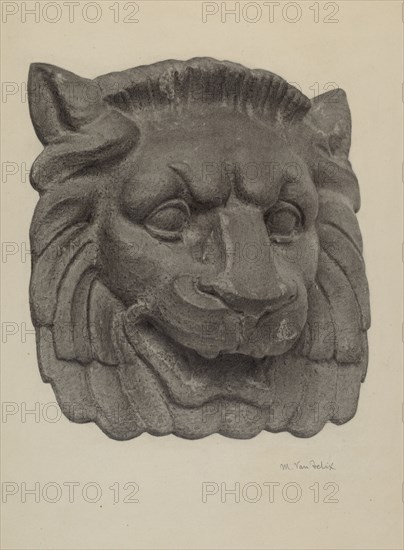 Muzzle of a Lion (one of pair), c. 1940. Creator: Maurice Van Felix.