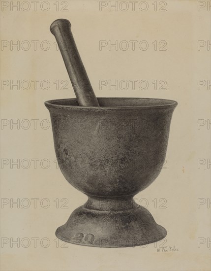 Mortar and Pestle, c. 1941. Creator: Maurice Van Felix.