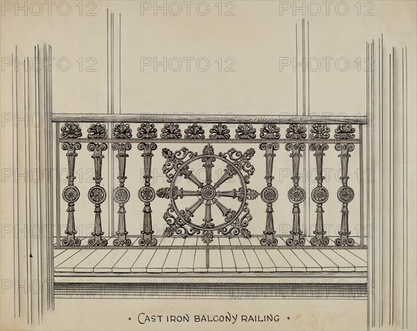 Cast Iron Balcony Rail, c. 1936. Creator: Lucien Verbeke.