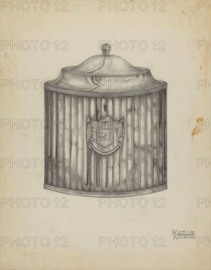 Silver Tea Caddy, c. 1936. Creator: Kalamian Walton.