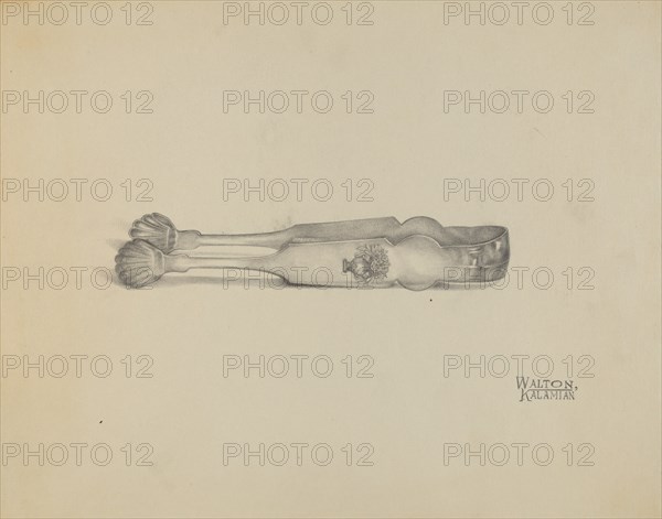 Silver Sugar Tongs, 1935/1942. Creator: Kalamian Walton.