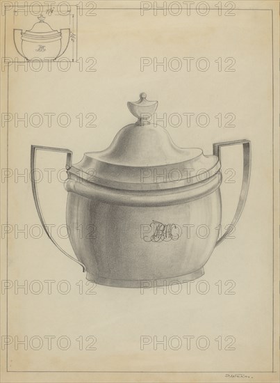 Silver Sugar Bowl, c. 1936. Creator: Simon Weiss.