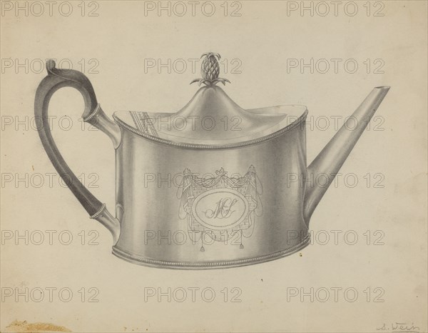 Silver Teapot, c. 1937. Creator: Simon Weiss.