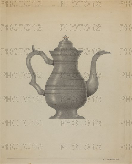 Pewter Coffee Pot, c. 1936. Creator: A. Zaidenberg.