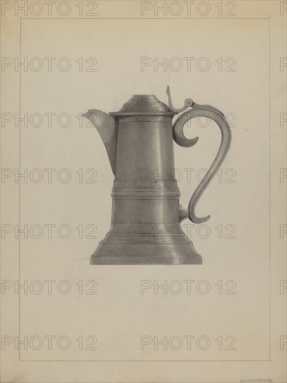 Pewter Flagon, c. 1936. Creator: A. Zaidenberg.