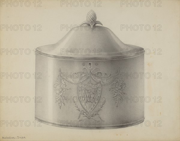 Silver Tea Caddy, c. 1937. Creator: Nicholas Zupa.