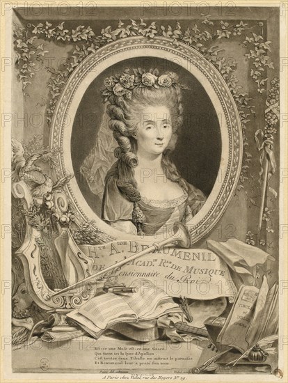 Portrait of the opera singer and composer Mademoiselle Beaumesnil, 2nd Half of the 18th cen. Creator: Vidal, Gérard (1742-1801).