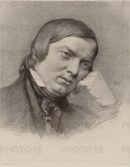 Portrait of the Composer Robert Schumann (1810-1856), 1859. Creator: Bendemann, Eduard (1811-1889).