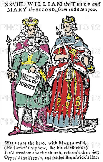 King William III of England, holding the Bill of Rights in his hand, and Queen Mary II, Mid 18th cen Creator: Anonymous.