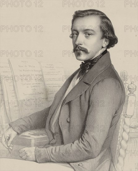 Portrait of the organist and composer Henri Duvernoy (1820-1906), 1852. Creator: Alophe, Marie-Alexandre Menut (1812-1883).