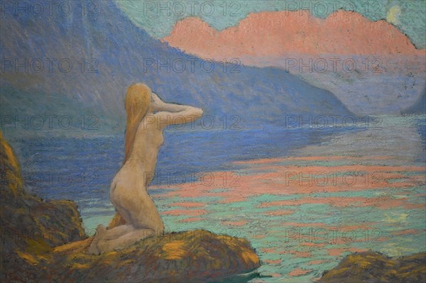 Sirène renversée soufflant dans une conque. Creator: Auburtin, Jean Francis (1866-1930).