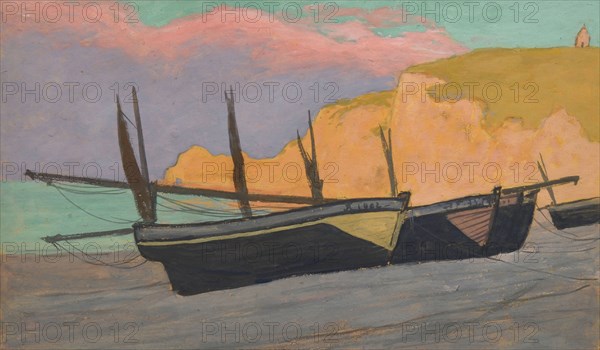 Barques à Étretat, 1902. Creator: Auburtin, Jean Francis (1866-1930).