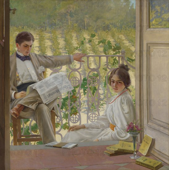 An Afternoon on the Porch, 1895. Creator: Corcos, Vittorio Matteo (1859-1933).