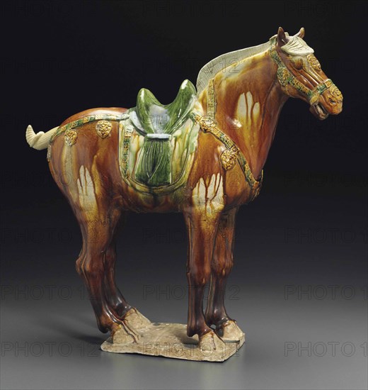 Sancai (three-color glazed) figure of a horse. Creator: The Oriental Applied Arts.