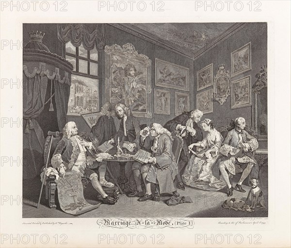 Marriage a la Mode. Plate I: The Marriage Settlement, 1745. Creator: Hogarth, William (1697-1764).