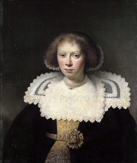 Portrait of a Young Woman, 1635. Creator: Santvoort, Dirck Dircksz van (1610-1680).