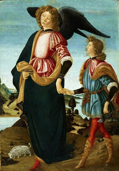 Tobias and the Angel, 1475-1480. Creator: Botticini, Francesco (1446-1497).
