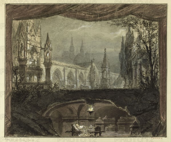 Stage design for the opera Roméo et Juliette by Ch. Gounod, ca 1866. Creator: Chaperon, Philippe (1823-1906).