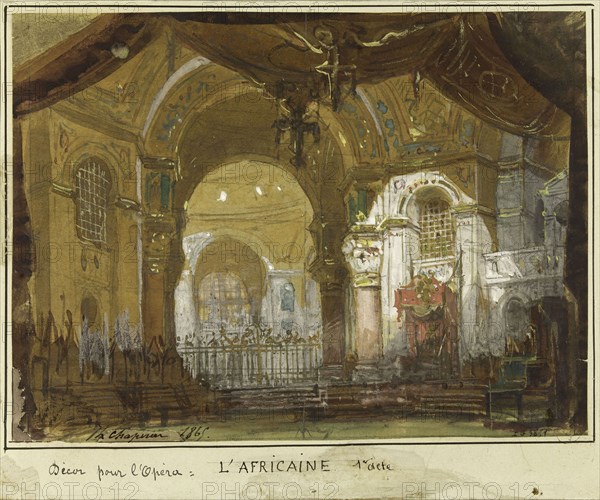 Stage design for the Opera "L'Africaine" by G. Meyerbeer, 1865. Creator: Chaperon, Philippe (1823-1906).