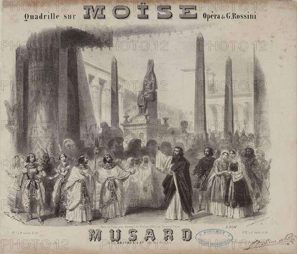 Cover of the score of the opera Moïse et Pharaon by Gioacchino Rossini . Creator: Coindre, Victor (1816-1896).