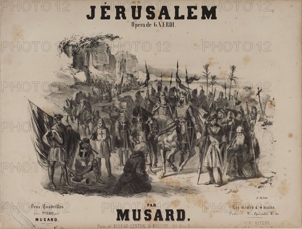 Cover of the score of the opera Jérusalem by Giuseppe Verdi, 1847. Creator: Bour, Charles (1814-1881).