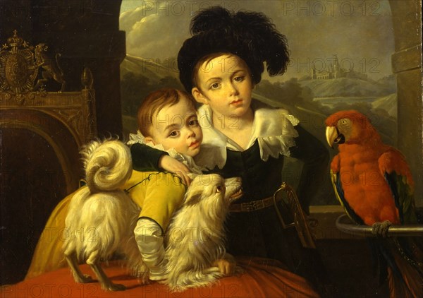 Portrait of Sergei and Pyotr Kolosov (Giraysky), 1819. Creator: Courteille, Nicolas, de (1768-after 1830).