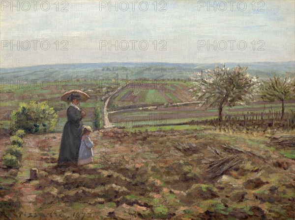 La route de Rouen, les hauteurs de l'Hautil, Pontoise, 1872. Creator: Pissarro, Camille (1830-1903).