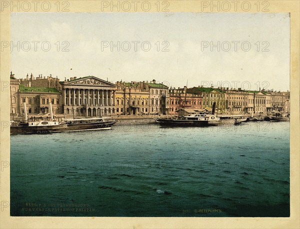 The Rumyantsev Mansion on the English Embankment in St Petersburg, c. 1890. Creator: Anonymous.