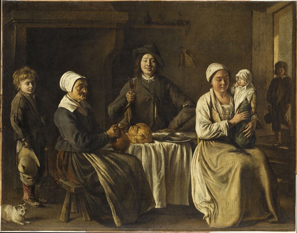 La famille heureuse, ou Le retour du baptême (The happy family, or The return from baptism), 1642. Creator: Le Nain, Louis (1593-1648).