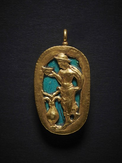 Medallion with late Roman cameo insert, 4th-6th century . Creator: Central Asian Art.