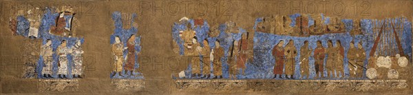 Afrasiab murals: West wall: Ambassadors from various countries, Between 648 and 651. Creator: Sogdian Art.