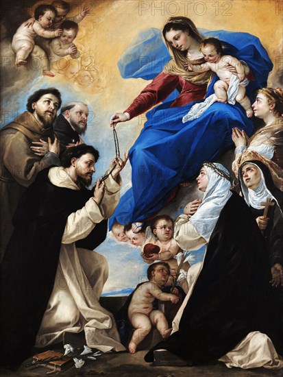 Madonna of the Rosary, 1657. Creator: Giordano, Luca (1632-1705).