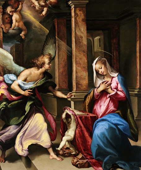 The Annunciation, 1596-1597. Creator: Curia, Francesco (1538-1610).