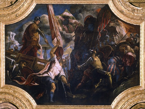 Venetians conquer Gallipoli (War of Ferrara or Salt War against the Duke...), ca 1580-1582. Creator: Tintoretto, Jacopo (1518-1594).