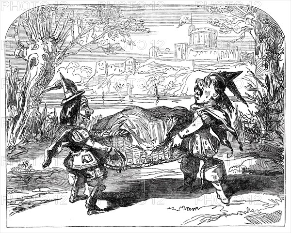 Scene from "The Merry Wives of Windsor; or, Harlequin and Sir John Falstaff, 1850. Creator: Unknown.