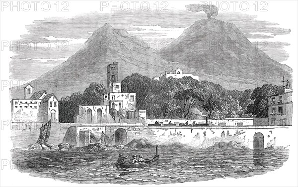 Portici - the Recent Residence of the Pope, sketched from the Sea, 1850. Creator: Unknown.