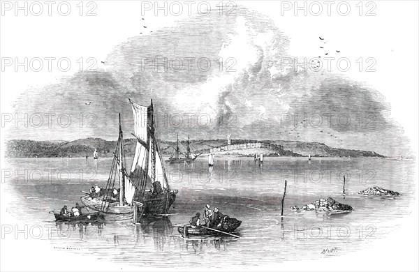 Watering-Places of Devon - Exmouth, from Starcross, 1850. Creators: Birket Foster, Edmund Evans.