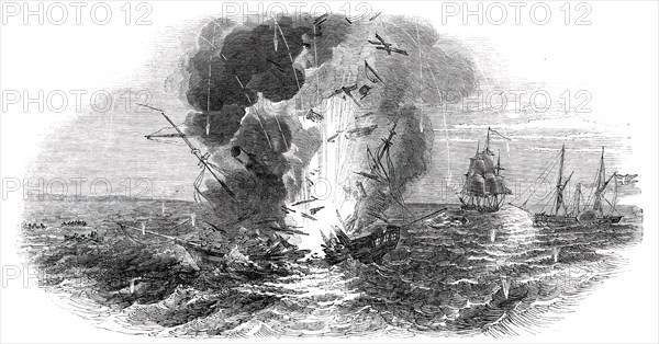 The Schleswig-Holstein War - Blowing Up of the Screw Steamer "Von der Tan", 1850. Creator: Unknown.