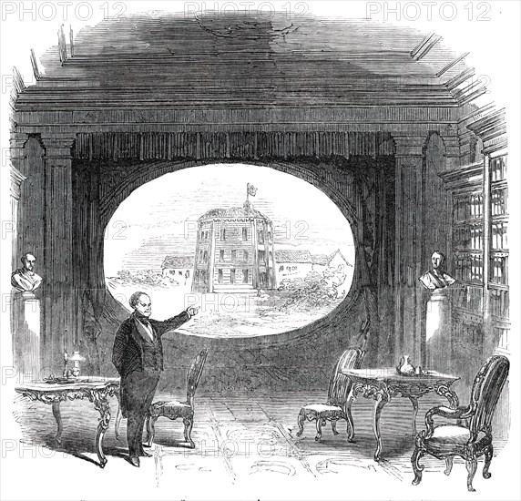 Mr. Bunn on the Stage, at the St. James's Theatre - Scene the Blackfriars Theatre, 1850. Creator: Unknown.