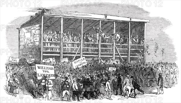 The Lambeth Election - the Hustings on Kennington Common, 1850. Creator: Unknown.