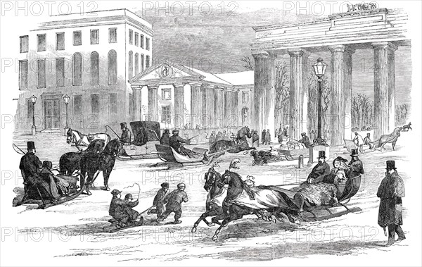 Sledging in Berlin, 1850. Creator: Unknown.