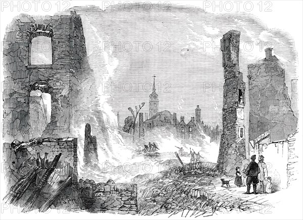 Ruins of the Great Fire at Gravesend - looking West, 1850. Creator: Unknown.