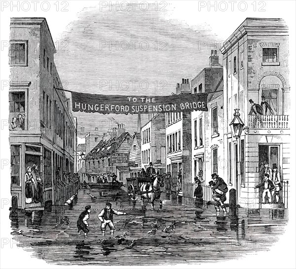 The High Tide - Overflow of the Thames on Tuesday - Vine-Street, York-Road, Lambeth, 1850. Creator: Unknown.