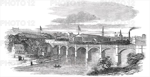 Opening of the Aberdeen Railway - Dee Bridge and Aberdeen Terminus, 1850. Creator: Unknown.