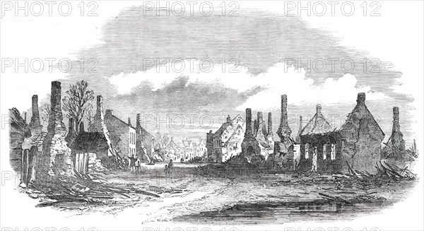 Scene of the Fire at Cottenham - sketched from Lambs' Corner, 1850. Creator: Unknown.